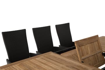 Las Vegas Matgrupp Utomhus 220-280 + 8 Jenny Ställbar Fåtölj - Teak/Svart - Utemöbler & utemiljö - Utegrupp - Matgrupp utomhus