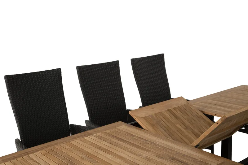 Las Vegas Matgrupp Utomhus 220-280 + 8 Jenny Ställbar Fåtölj - Teak/Svart - Utemöbler & utemiljö - Utegrupp - Matgrupp utomhus