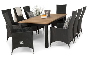 Las Vegas Matgrupp Utomhus 220-280 + 8 Jenny Ställbar Fåtölj - Teak/Svart - Utemöbler & utemiljö - Utegrupp - Matgrupp utomhus