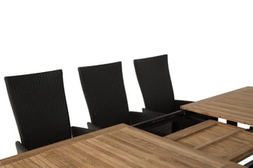 Las Vegas Matgrupp Utomhus 220-280 + 8 Jenny Ställbar Fåtölj - Teak/Svart - Utemöbler & utemiljö - Utegrupp - Matgrupp utomhus