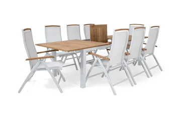 Las Vegas Matgrupp Utomhus 220-280 + 8 Positionsstol Lyx - Vit/Teak/Vit/Teak - Utemöbler & utemiljö - Utegrupp - Matgrupp utomhus