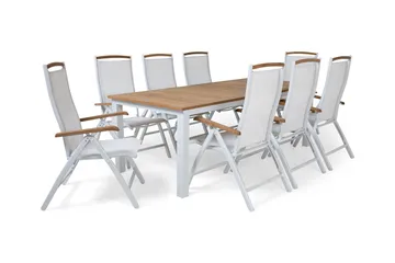 Las Vegas Matgrupp Utomhus 220-280 + 8 Positionsstol Lyx - Vit/Teak/Vit/Teak - Utemöbler & utemiljö - Utegrupp - Matgrupp utomhus