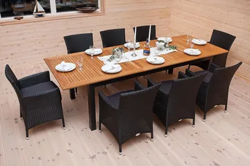 Las Vegas Matgrupp Utomhus 220-280 + 6 Thor Fåtölj - Svart/Teak/Svart - Utemöbler & utemiljö - Utegrupp - Matgrupp utomhus