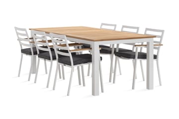 Las Vegas Matgrupp Utomhus 220-280 cm + 6 Oliver Matstol - Teak/Vit - Utemöbler & utemiljö - Utegrupp - Matgrupp utomhus