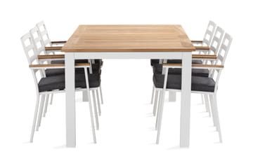 Las Vegas Matgrupp Utomhus 220-280 cm + 6 Oliver Matstol - Teak/Vit - Utemöbler & utemiljö - Utegrupp - Matgrupp utomhus