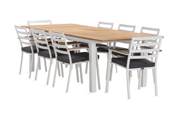 Las Vegas Matgrupp Utomhus 220-280 cm + 8 Oliver Matstol - Teak/Vit - Utemöbler & utemiljö - Utegrupp - Matgrupp utomhus