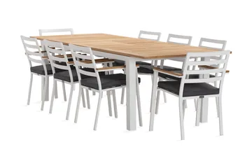 Las Vegas Matgrupp Utomhus 220-280 cm + 8 Oliver Matstol - Teak/Vit - Utemöbler & utemiljö - Utegrupp - Matgrupp utomhus