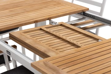 Las Vegas Matgrupp Utomhus 220-280 cm + 8 Oliver Matstol - Teak/Vit - Utemöbler & utemiljö - Utegrupp - Matgrupp utomhus