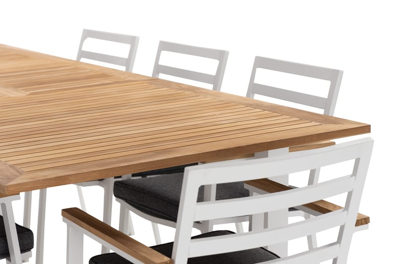 Las Vegas Matgrupp Utomhus 220-280 cm + 8 Oliver Matstol - Teak/Vit - Utemöbler & utemiljö - Utegrupp - Matgrupp utomhus