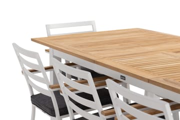 Las Vegas Matgrupp Utomhus 220-280 cm + 8 Oliver Matstol - Teak/Vit - Utemöbler & utemiljö - Utegrupp - Matgrupp utomhus