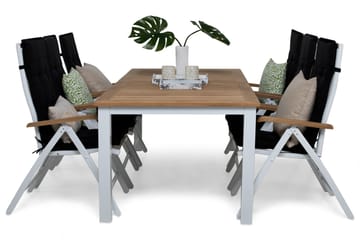 Las Vegas Matgrupp Utomhus 220-280x100+ 6 Las Vegas Lyx Stol m Dyna - Vit/Teak/Svart - Utemöbler & utemiljö - Utegrupp - Matgrupp utomhus