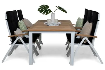 Las Vegas Matgrupp Utomhus 220-280x100+ 6 Las Vegas Lyx Stol m Dyna - Vit/Teak/Svart - Utemöbler & utemiljö - Utegrupp - Matgrupp utomhus