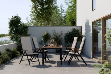 Las Vegas Matgrupp Utomhus 220-280x100+ 6 Stolar m Dyna - Svart/Teak - Utemöbler & utemiljö - Utegrupp - Matgrupp utomhus