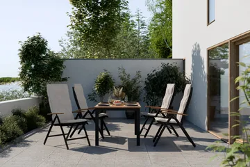 Las Vegas Matgrupp Utomhus 220-280x100+ 6 Stolar m Dyna - Svart/Teak - Utemöbler & utemiljö - Utegrupp - Matgrupp utomhus