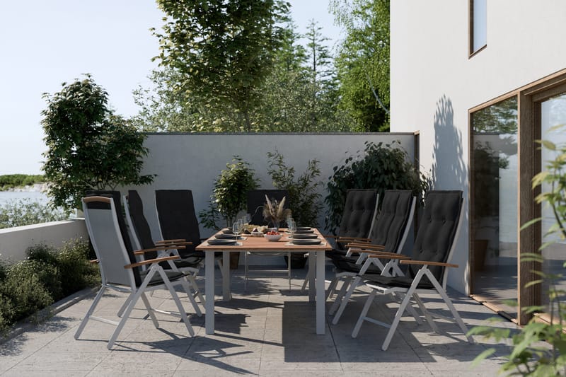 Las Vegas Matgrupp Utomhus 220-280x100+ 8 Las Vegas Lyx Stol m Dyna - Vit/Teak/Svart - Utemöbler & utemiljö - Utegrupp - Matgrupp utomhus