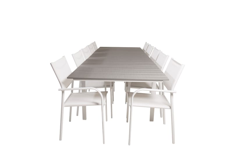 Matgrupp Utomhus Levels 225-325 cm Rektangulär med 10 Santorini Utestolar - Grå - Utemöbler & utemiljö - Utegrupp - Matgrupp utomhus