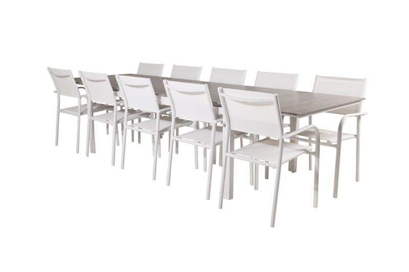 Matgrupp Utomhus Levels 225-325 cm Rektangulär med 10 Santorini Utestolar - Grå - Utemöbler & utemiljö - Utegrupp - Matgrupp utomhus