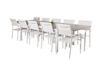Matgrupp Utomhus Levels 225-325 cm Rektangulär med 10 Santorini Utestolar - Grå - Utemöbler & utemiljö - Utegrupp - Matgrupp utomhus