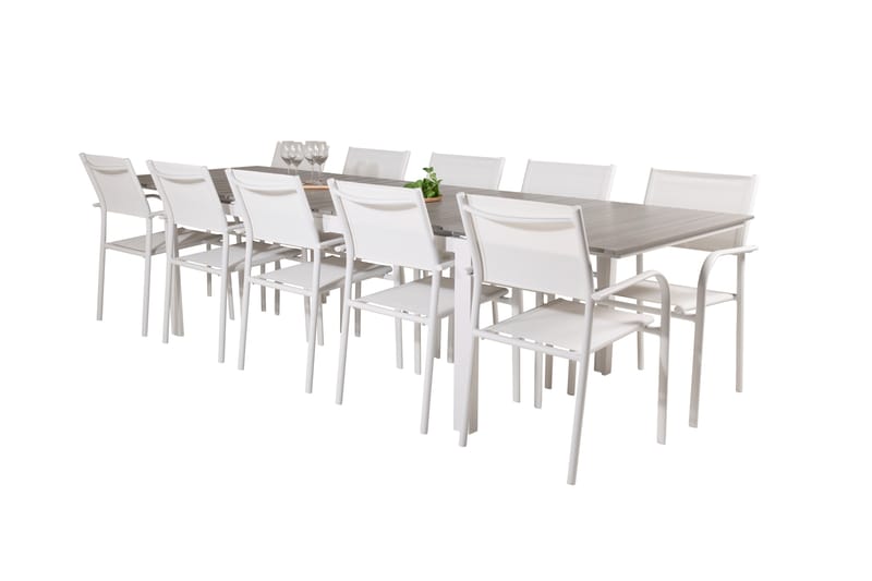 Matgrupp Utomhus Levels 225-325 cm Rektangulär med 10 Santorini Utestolar - Grå - Utemöbler & utemiljö - Utegrupp - Matgrupp utomhus