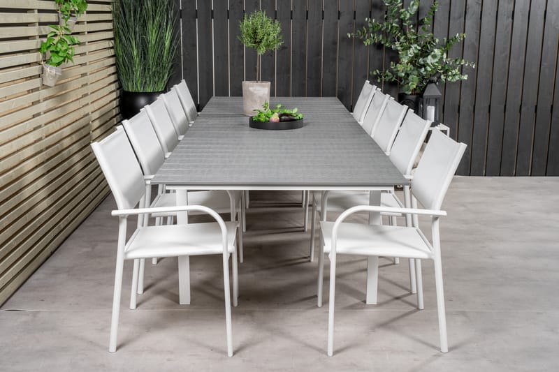 Matgrupp Utomhus Levels 225-325 cm Rektangulär med 10 Santorini Utestolar - Grå - Utemöbler & utemiljö - Utegrupp - Matgrupp utomhus