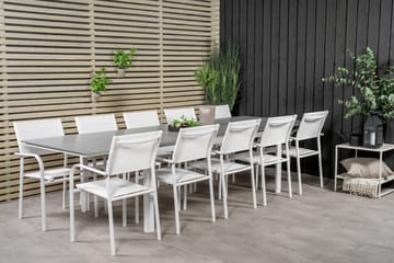 Matgrupp Utomhus Levels 225-325 cm Rektangulär med 10 Santorini Utestolar - Grå - Utemöbler & utemiljö - Utegrupp - Matgrupp utomhus
