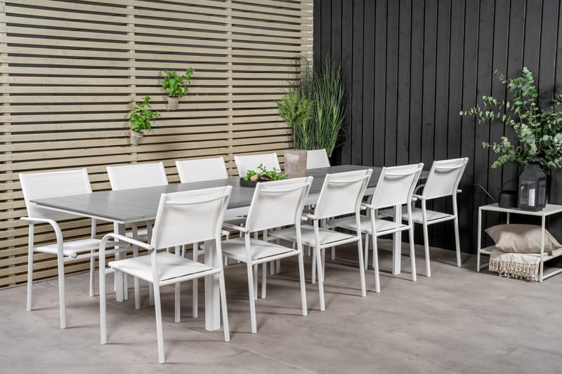 Matgrupp Utomhus Levels 225-325 cm Rektangulär med 10 Santorini Utestolar - Grå - Utemöbler & utemiljö - Utegrupp - Matgrupp utomhus