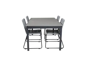 Levels Förlängningsbar Matgrupp 160-240 cm + 4 st Lindos Matstol Sv - Grå/Svart - Utemöbler & utemiljö - Utegrupp - Matgrupp utomhus