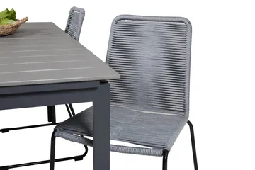 Levels Förlängningsbar Matgrupp 160-240 cm + 4 st Lindos Matstol Sv - Grå/Svart - Utemöbler & utemiljö - Utegrupp - Matgrupp utomhus