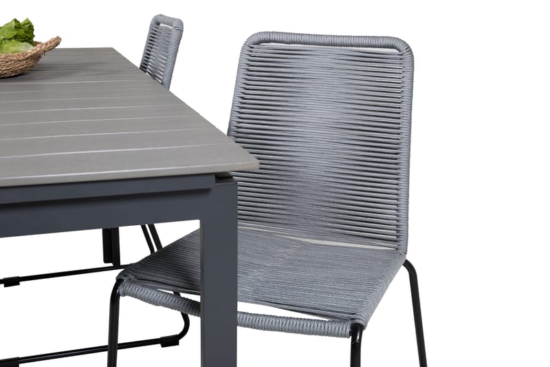 Levels Förlängningsbar Matgrupp 160-240 cm + 4 st Lindos Matstol Sv - Grå/Svart - Utemöbler & utemiljö - Utegrupp - Matgrupp utomhus