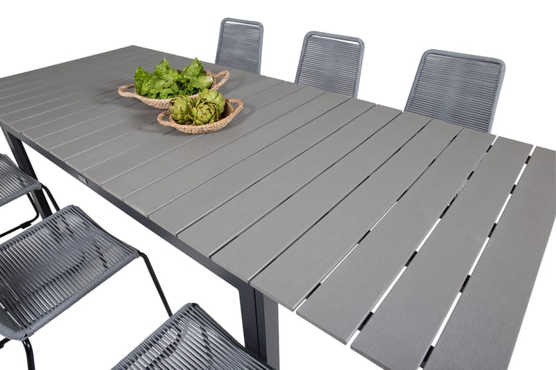 Levels Förlängningsbar Matgrupp 160cm + 6 Lindos Stolar Svar - Svart/Grå - Utemöbler & utemiljö - Utegrupp - Matgrupp utomhus