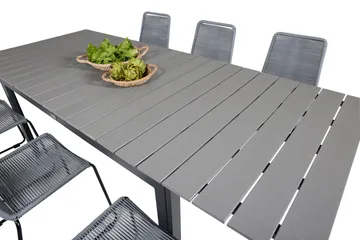 Levels Förlängningsbar Matgrupp 160cm + 6 Lindos Stolar Svar - Svart/Grå - Utemöbler & utemiljö - Utegrupp - Matgrupp utomhus