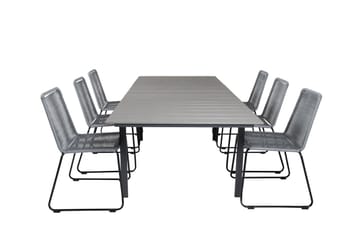 Levels Förlängningsbar Matgrupp 160cm + 6 Lindos Stolar Svar - Svart/Grå - Utemöbler & utemiljö - Utegrupp - Matgrupp utomhus