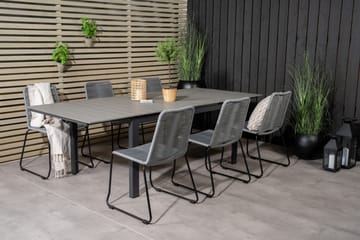 Levels Förlängningsbar Matgrupp 160cm + 6 Lindos Stolar Svar - Svart/Grå - Utemöbler & utemiljö - Utegrupp - Matgrupp utomhus