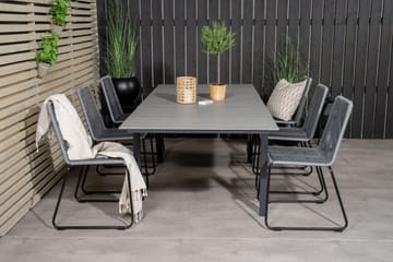 Levels Förlängningsbar Matgrupp 160cm + 6 Lindos Stolar Svar - Svart/Grå - Utemöbler & utemiljö - Utegrupp - Matgrupp utomhus