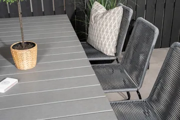 Levels Förlängningsbar Matgrupp 160cm + 8 Lindos Stolar Svar - Svart/Grå - Utemöbler & utemiljö - Utegrupp - Matgrupp utomhus