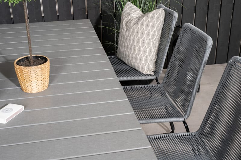 Levels Förlängningsbar Matgrupp 160cm + 8 Lindos Stolar Svar - Svart/Grå - Utemöbler & utemiljö - Utegrupp - Matgrupp utomhus