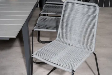 Levels Förlängningsbar Matgrupp 160cm + 8 Lindos Stolar Svar - Svart/Grå - Utemöbler & utemiljö - Utegrupp - Matgrupp utomhus