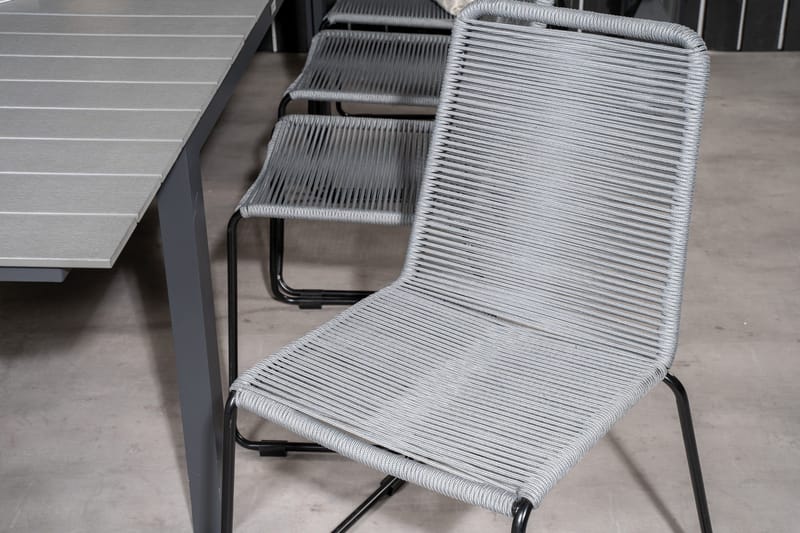 Levels Förlängningsbar Matgrupp 160cm + 8 Lindos Stolar Svar - Svart/Grå - Utemöbler & utemiljö - Utegrupp - Matgrupp utomhus