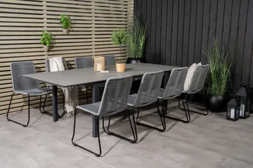 Levels Förlängningsbar Matgrupp 160cm + 8 Lindos Stolar Svar - Svart/Grå - Utemöbler & utemiljö - Utegrupp - Matgrupp utomhus