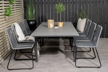 Levels Förlängningsbar Matgrupp 160cm + 8 Lindos Stolar Svar - Svart/Grå - Utemöbler & utemiljö - Utegrupp - Matgrupp utomhus