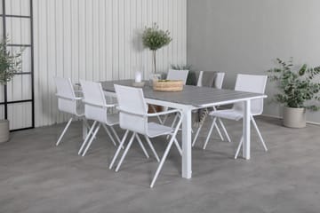 Levels Förlängningsbar Matgrupp 229cm + 6 Alina Stolar Grå/V - Grå/Vit - Utemöbler & utemiljö - Utegrupp - Matgrupp utomhus