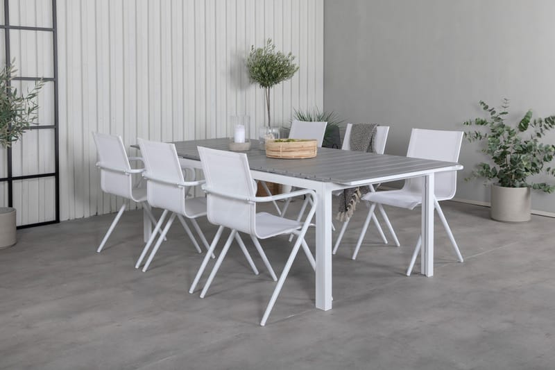 Levels Förlängningsbar Matgrupp 229cm + 6 Alina Stolar Grå/V - Grå/Vit - Utemöbler & utemiljö - Utegrupp - Matgrupp utomhus
