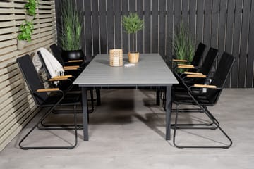 Levels Förlängningsbar Matgrupp Utomhus 160-240 cm + 6 st Bois Matstol - Grå/Svart - Utemöbler & utemiljö - Utegrupp - Matgrupp utomhus