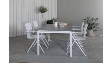 Levels Förlängningsbar Matgrupp Utomhus 160-240cm + 4 Alina Matstola - Vit - Utemöbler & utemiljö - Utegrupp - Matgrupp utomhus