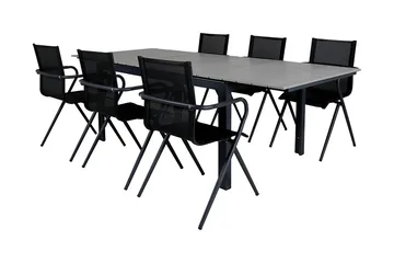 Levels Förlängningsbar Matgrupp Utomhus 160-240cm + 6 Alina Stolar - Svart - Utemöbler & utemiljö - Utegrupp - Matgrupp utomhus
