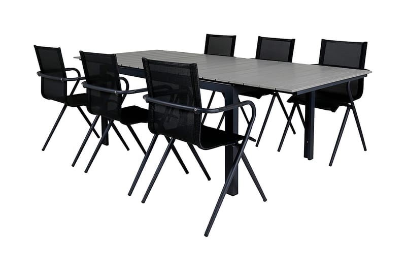 Levels Förlängningsbar Matgrupp Utomhus 160-240cm + 6 Alina Stolar - Svart - Utemöbler & utemiljö - Utegrupp - Matgrupp utomhus