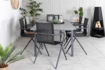 Levels Förlängningsbar Matgrupp Utomhus 160-240cm + 6 Alina Stolar - Svart - Utemöbler & utemiljö - Utegrupp - Matgrupp utomhus