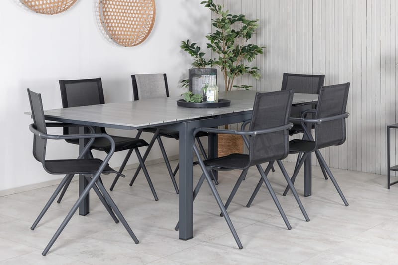 Levels Förlängningsbar Matgrupp Utomhus 160-240cm + 6 Alina Stolar - Svart - Utemöbler & utemiljö - Utegrupp - Matgrupp utomhus