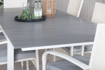 Levels Förlängningsbar Matgrupp Utomhus 160-240cm + 6 Anna Stolar - Vit/Grå - Utemöbler & utemiljö - Utegrupp - Matgrupp utomhus