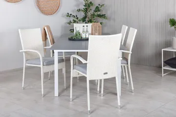 Levels Förlängningsbar Matgrupp Utomhus 160-240cm + 6 Anna Stolar - Vit/Grå - Utemöbler & utemiljö - Utegrupp - Matgrupp utomhus